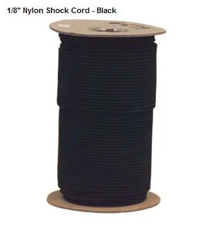 1/8&quot; Black Shock Cord per FT. Roll 498&#39;