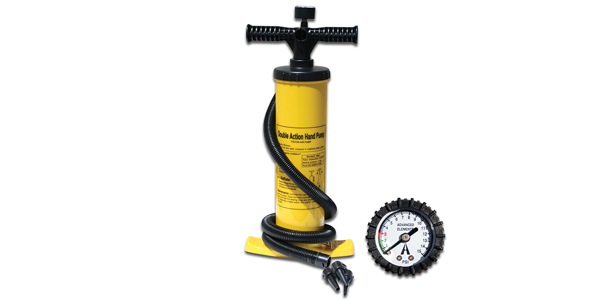 DOUBLE-ACTION HAND PUMP WITH PRESSURE GAUGE